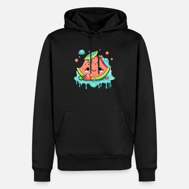 Eli Wassermelone Kawaii - Männer Premium Bio Hoodie - Schwarz