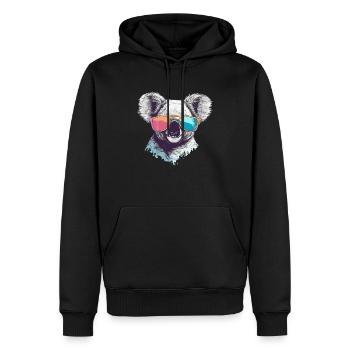 Timy le koala à lunettes - Sweat à capuche Premium bio Homme - noir - Devant - Nico (187cm)