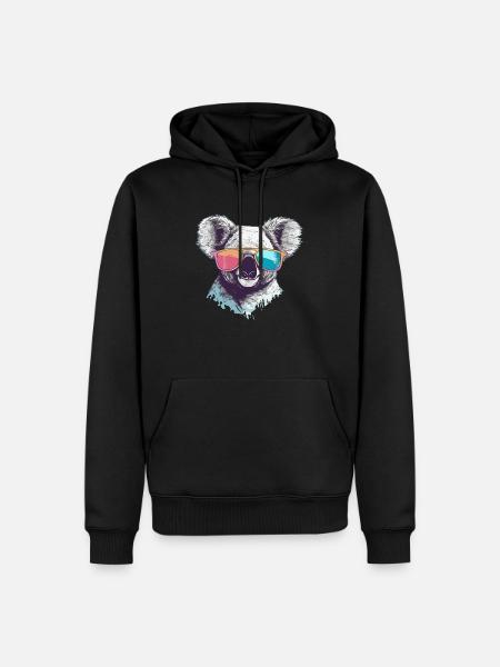 Timy, der bebrillte Koala - Männer Premium Bio Hoodie - Schwarz