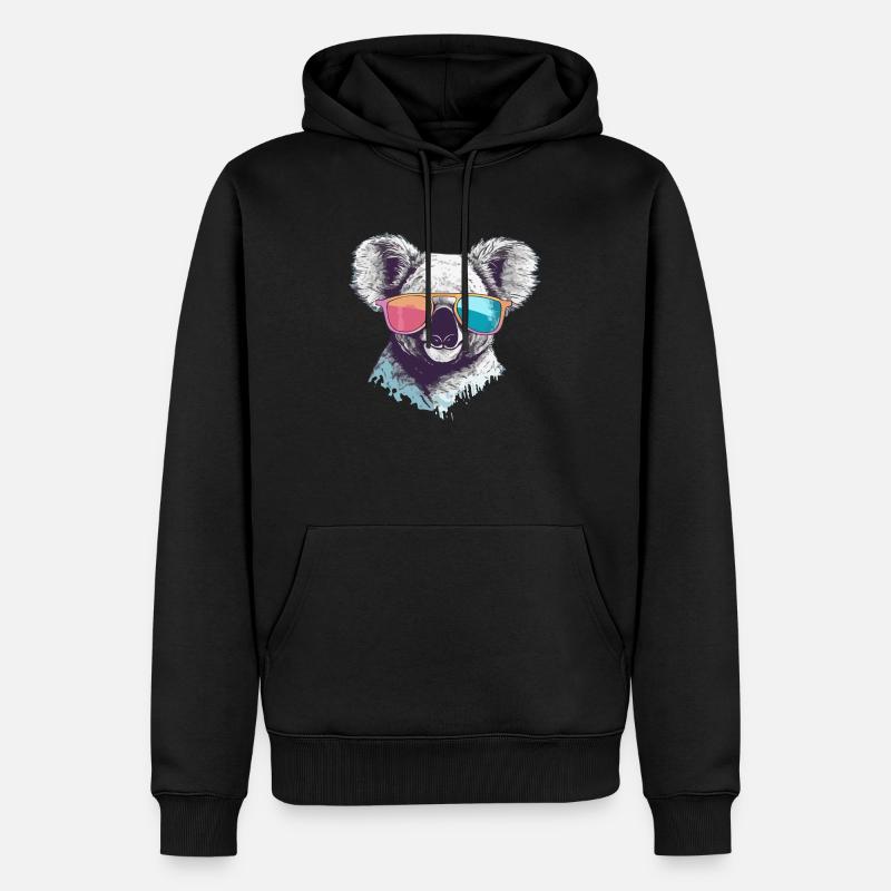 Timy, der bebrillte Koala - Männer Premium Bio Hoodie - Schwarz
