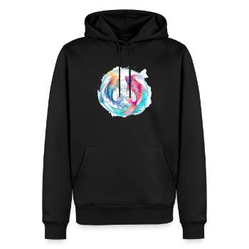 Blauer und rosafarbener Fisch - Männer Premium Bio Hoodie - Schwarz - Vorne - Nico (187cm)