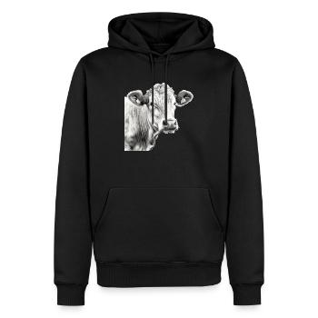 Die Kuh im Bleistift Nr. 3 - Männer Premium Bio Hoodie - Schwarz - Vorne - Nico (187cm)