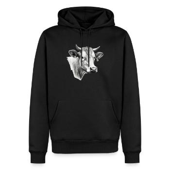 Die Kuh in Bleistift 2 - Männer Premium Bio Hoodie - Schwarz - Vorne - Nico (187cm)