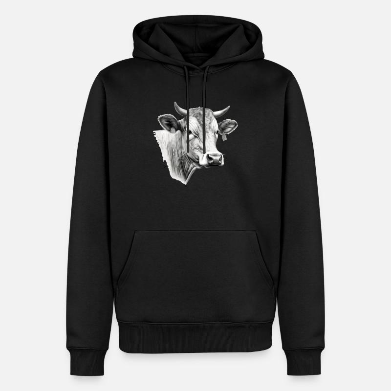 Die Kuh in Bleistift 2 - Männer Premium Bio Hoodie - Schwarz