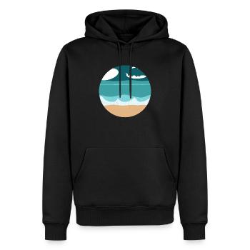 Plage avec Waves Illustration - Sweat à capuche Premium bio Homme - noir - Devant - Nico (187cm)