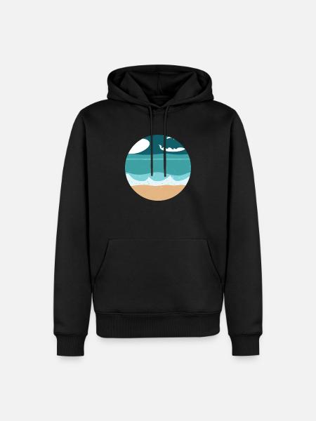 Beach with Waves Illustration - Men’s Premium Organic Hoodie - black