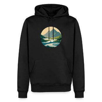 Montagnes avec River Nature Illustration/Grafik - Sweat à capuche Premium bio Homme - noir - Devant - Nico (187cm)