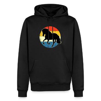 Vintage Retro Pferd Sonnenuntergang für Pferdeliebhaber - Männer Premium Bio Hoodie - Schwarz - Vorne - Nico (187cm)