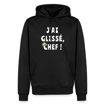 J’ai glissé chef - Sweat à capuche Premium bio Homme - noir - Devant - Nico (187cm)