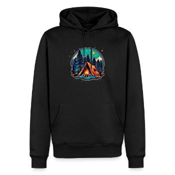 Camping, Zelt und Lagerfeuer - Männer Premium Bio Hoodie - Schwarz - Vorne - Nico (187cm)
