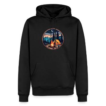 Camping, Zelt und Lagerfeuer - Männer Premium Bio Hoodie - Schwarz - Vorne - Nico (187cm)