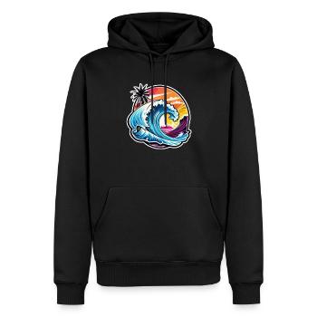 surf plage palmier soleil vacances - Sweat à capuche Premium bio Homme - noir - Devant - Nico (187cm)