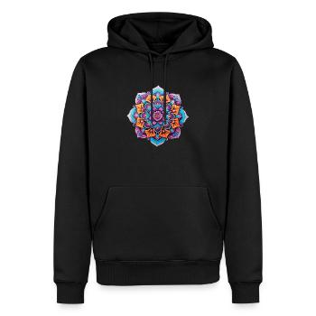 Fleur de mandala - Sweat à capuche Premium bio Homme - noir - Devant - Nico (187cm)