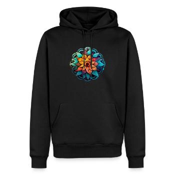 Mandala Lotus - Sweat à capuche Premium bio Homme - noir - Devant - Nico (187cm)