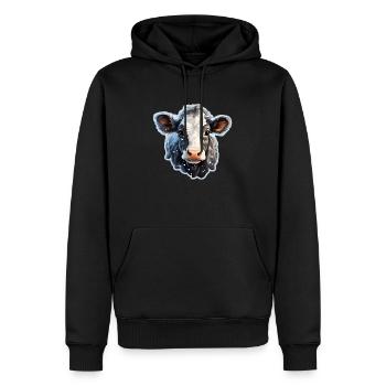 süsses Kälbchen im Schnee - Männer Premium Bio Hoodie - Schwarz - Vorne - Nico (187cm)