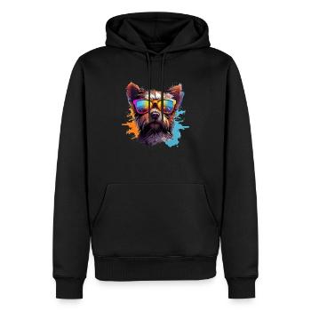 Cooler Hund mit Sonnenbrille Hunde Design - Männer Premium Bio Hoodie - Schwarz - Vorne - Nico (187cm)
