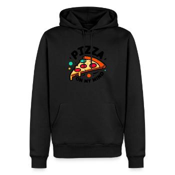 Pizza in meinem Kopf - Männer Premium Bio Hoodie - Schwarz - Vorne - Nico (187cm)