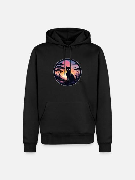 Cat Landscape and Sunset - Men’s Premium Organic Hoodie - black