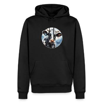 Winter Art Kuh - Männer Premium Bio Hoodie - Schwarz - Vorne - Nico (187cm)