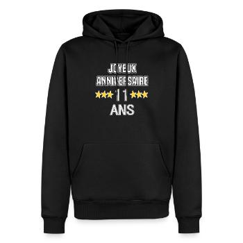 Joyeux Anniversaire 11 Ans - Sweat à capuche Premium bio Homme - noir - Devant - Nico (187cm)
