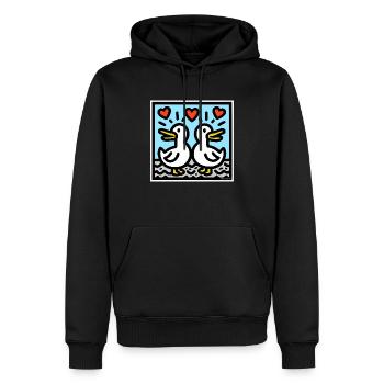 L’amour du canard - Sweat à capuche Premium bio Homme - noir - Devant - Nico (187cm)
