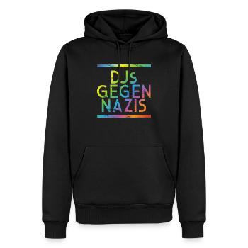 DJs gegen Nazis Regenbogen - Männer Premium Bio Hoodie - Schwarz - Vorne - Nico (187cm)