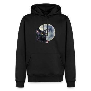 Chat de la lune - Sweat à capuche Premium bio Homme - noir - Devant - Nico (187cm)