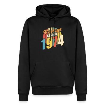Vintage 1974 meilleur de 1974 - annif 50 ans - Sweat à capuche Premium bio Homme - noir - Devant - Nico (187cm)