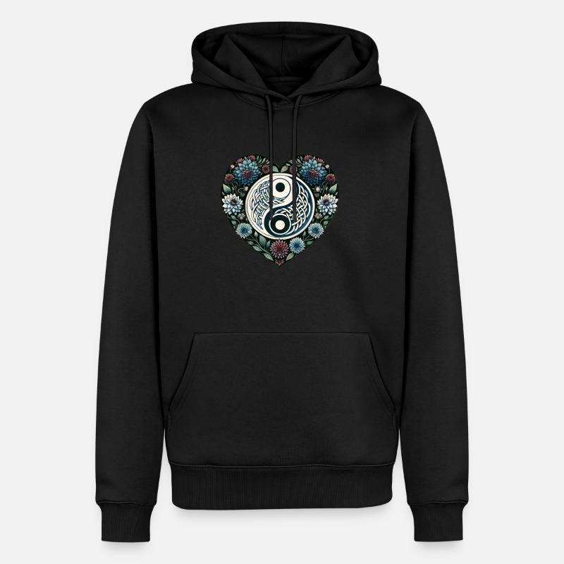 Yin Yang Floral - Sweat à capuche Premium bio Homme - noir