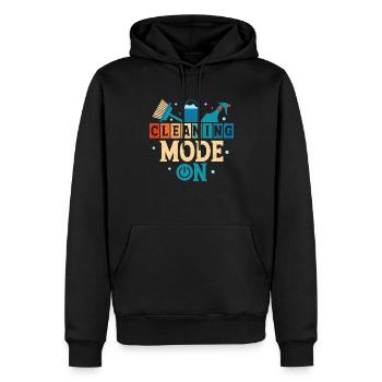 Mode de nettoyage sur le nettoyeur d’entretien ménager - Sweat à capuche Premium bio Homme - noir - Devant - Nico (187cm)