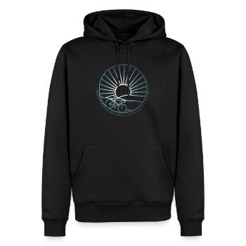 Gravel, VTT, Passion, Cyclisme - Sweat à capuche Premium bio Homme - noir - Devant - Nico (187cm)