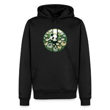 Fleurs Panda Ours - Sweat à capuche Premium bio Homme - noir - Devant - Nico (187cm)
