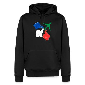 Avion militaire Patrouille de France - Sweat à capuche Premium bio Homme - noir - Devant - Nico (187cm)