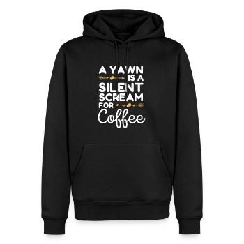 A yawn is a silent scream for coffee funny quote - Men’s Premium Organic Hoodie - black - Front - Nico (187cm)