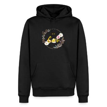 Die Crew - Männer Premium Bio Hoodie - Schwarz - Vorne - Nico (187cm)
