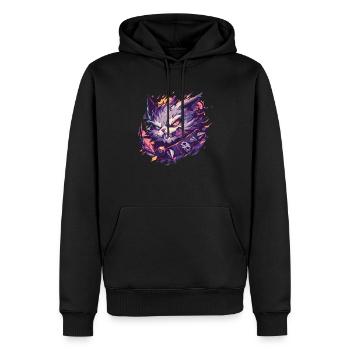 Bedrohliche Katze - Männer Premium Bio Hoodie - Schwarz - Vorne - Nico (187cm)