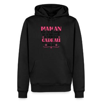 Maman Deja - Sweat à capuche Premium bio Homme - noir - Devant - Nico (187cm)
