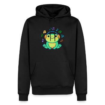 DJ Żabka – musikalischer Frosch - Männer Premium Bio Hoodie - Schwarz - Vorne - Nico (187cm)
