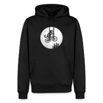 Katze Fahrrad Mond - Männer Premium Bio Hoodie - Schwarz - Vorne - Nico (187cm)