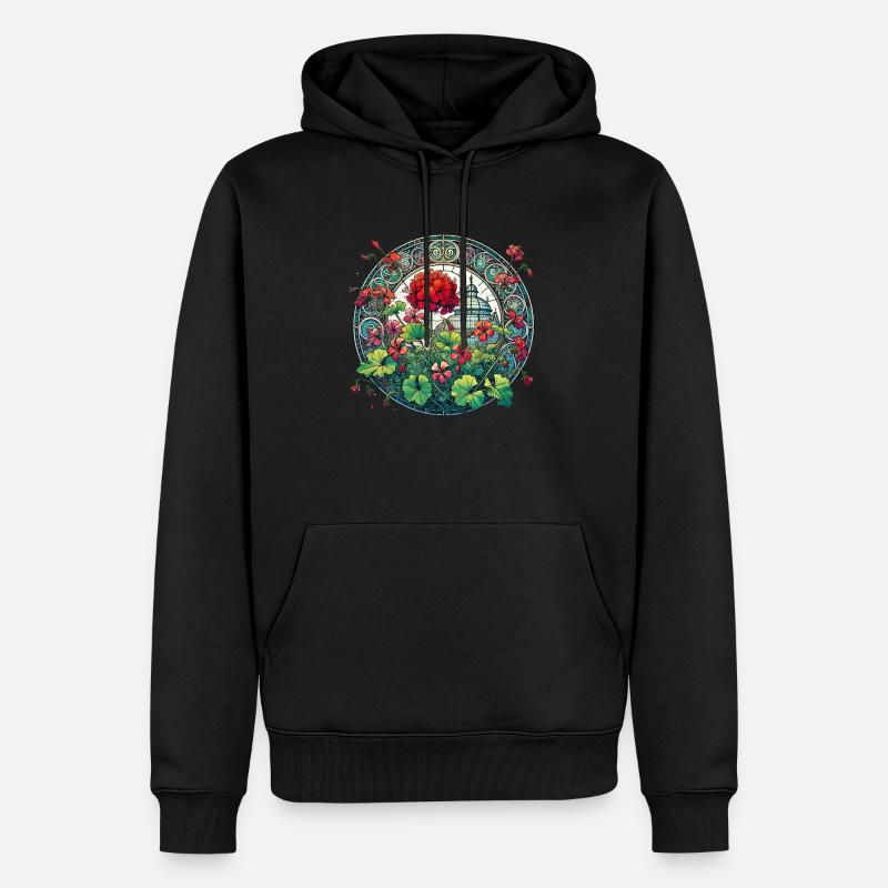 Géraniums - Sweat à capuche Premium bio Homme - noir