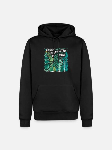Herb lover: Easily distracted - Men’s Premium Organic Hoodie - black