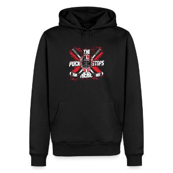 Lustiges Hockey Design für Fans - Männer Premium Bio Hoodie - Schwarz - Vorne - Nico (187cm)