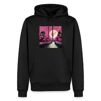 Lune rose - Sweat à capuche Premium bio Homme - noir - Devant - Nico (187cm)