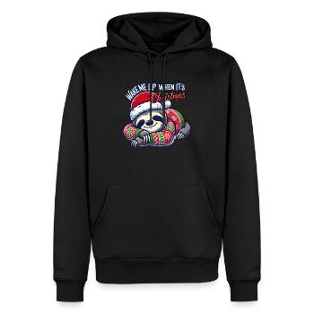 Réveille-moi quand c’est Noël - Sweat à capuche Premium bio Homme - noir - Devant - Nico (187cm)