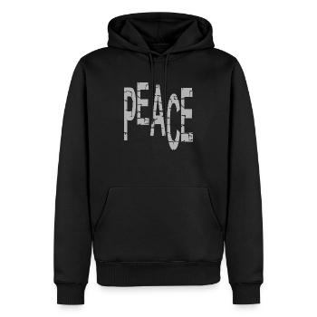 Friede - Männer Premium Bio Hoodie - Schwarz - Vorne - Nico (187cm)