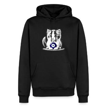Nazar - Männer Premium Bio Hoodie - Schwarz - Vorne - Nico (187cm)