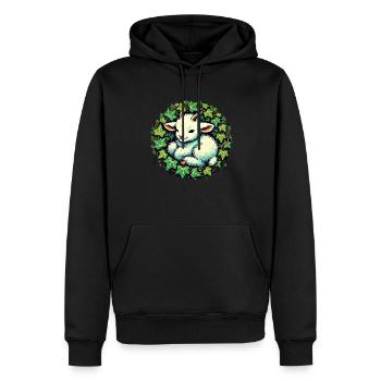 Ziege mit Efeu Botanisches Naturdesign - Männer Premium Bio Hoodie - Schwarz - Vorne - Nico (187cm)