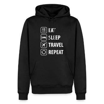 Eat Sleep Travel Repeat - Men’s Premium Organic Hoodie - black - Front - Nico (187cm)