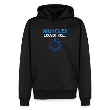 Muscles Loading - Männer Premium Bio Hoodie - Schwarz - Vorne - Nico (187cm)