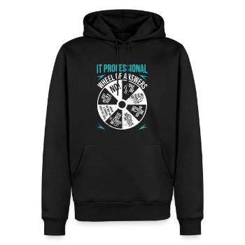 IT-Profi Rad der Antworten - Männer Premium Bio Hoodie - Schwarz - Vorne - Nico (187cm)